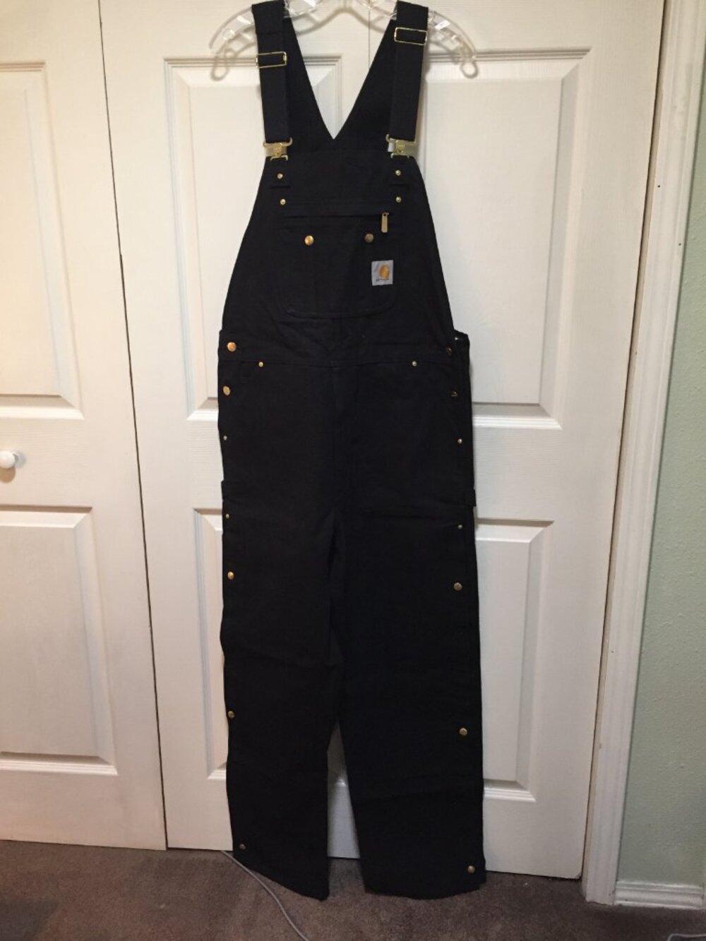 Carhartt Loose Fit Firm Duck Bib Men Overall 34 X 32 Black OR0037-M R-37 BLK NWT